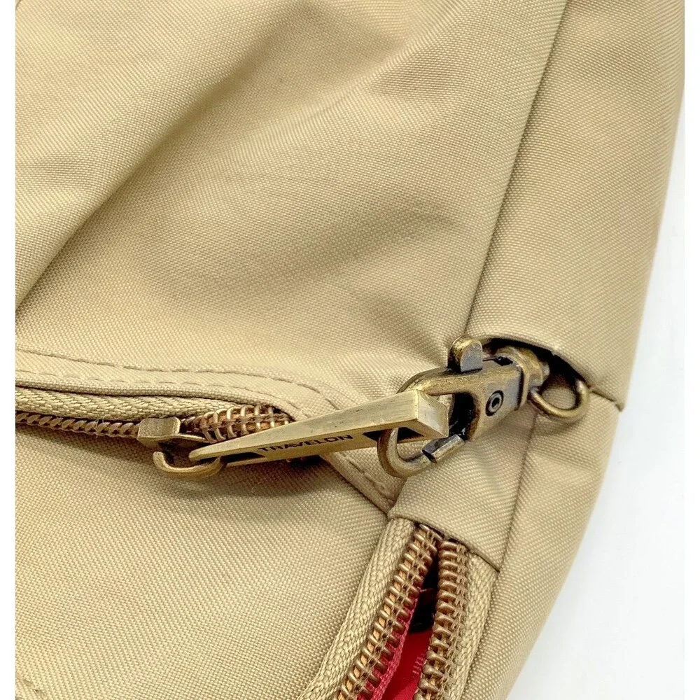Travelon Nylon Purse Crossbody Anti-Theft Bag Khaki Pocket Adjustable Secure